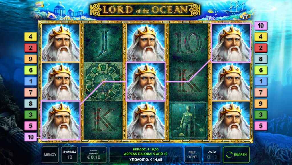 Lord of The Ocean spēļu automātu izmaksas